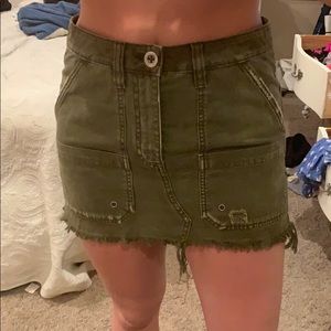 army green denim skirt
